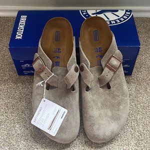 NWT BIRKENSTOCK Boston Suede Leather Taupe